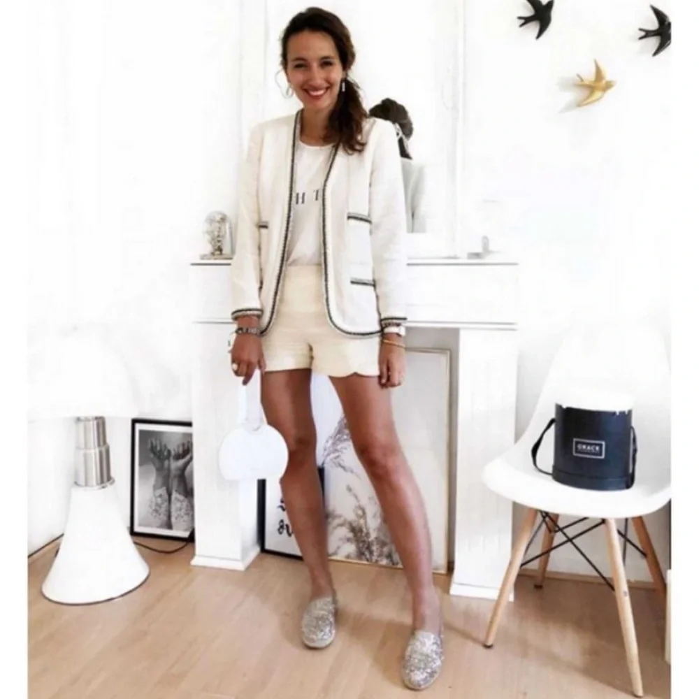 SEZANE Sailor-style Paula Short in Ondule Ecru Jacquard sz US8 / FR40 RARE, NWT - Picture 4 of 13